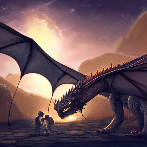 Prompt: family of dragons living in a base on the sun, digital art, highly detailed, epic composition, cinematic lighting