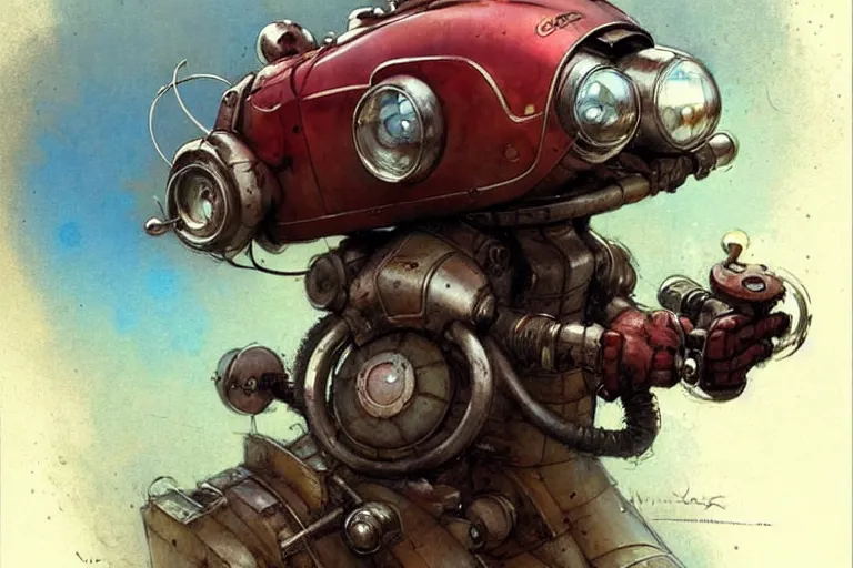 Image similar to adventurer ( ( ( ( ( 1 9 5 0 s retro future robot mouse explorer vehical. muted colors. ) ) ) ) ) by jean baptiste monge!!!!!!!!!!!!!!!!!!!!!!!!! chrome red