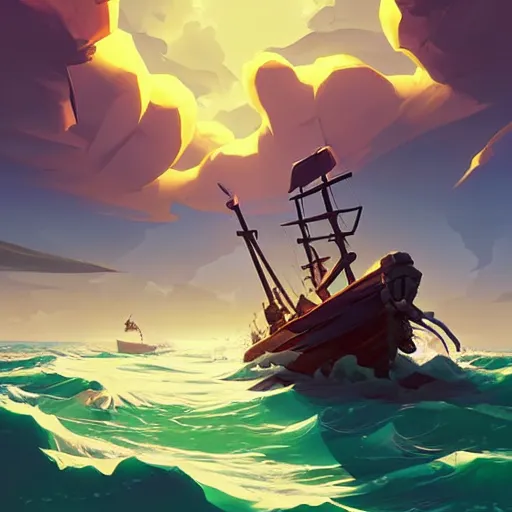 Image similar to painting treasure on sea of thieves game smooth median photoshop filter cutout vector, behance hd by jesper ejsing, by rhads, makoto shinkai and lois van baarle, ilya kuvshinov, rossdraws global illumination