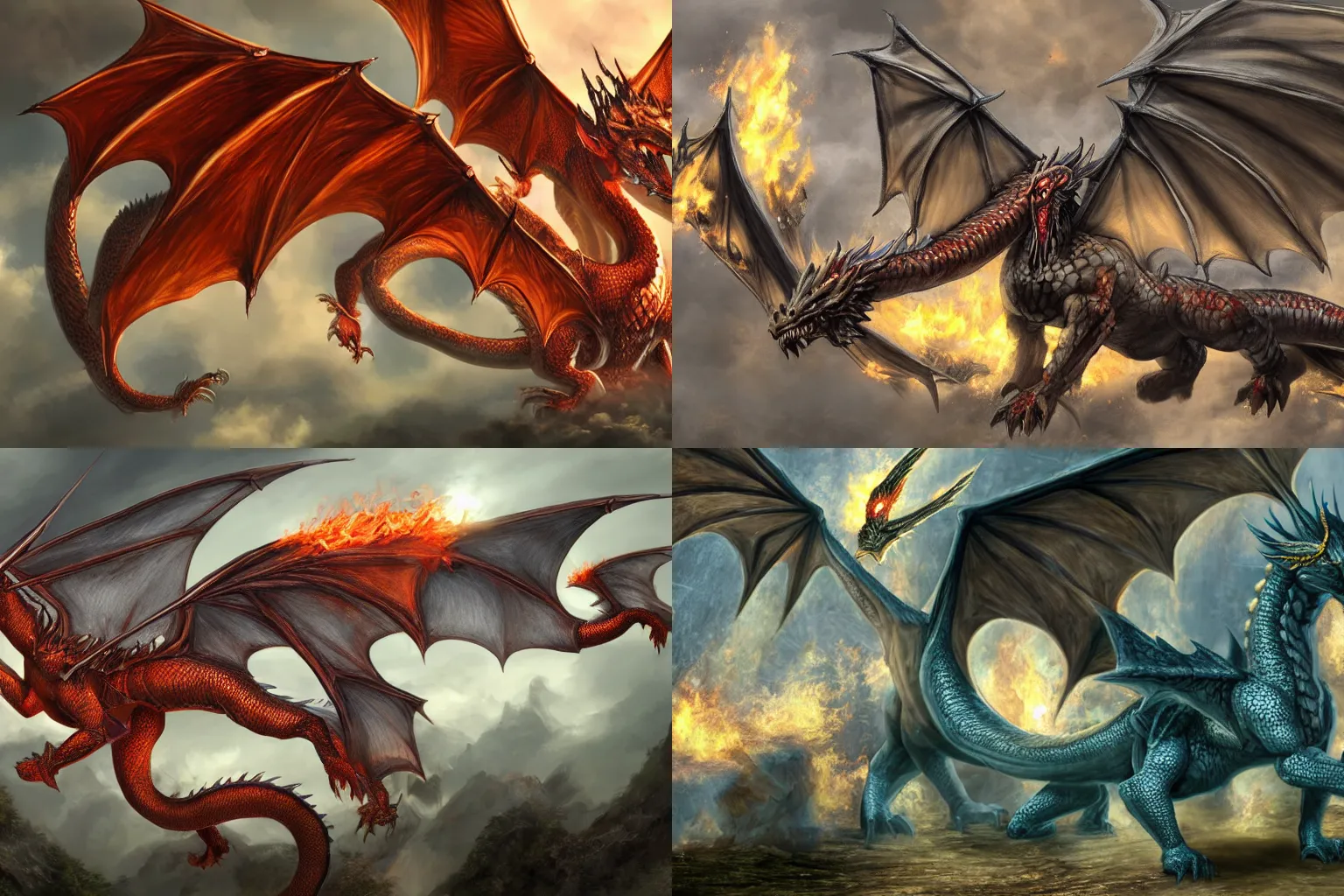 Prompt: hyperreal, detailed, generic dragon, fire dragon, majestic wings, drache, dragonne, dragoon