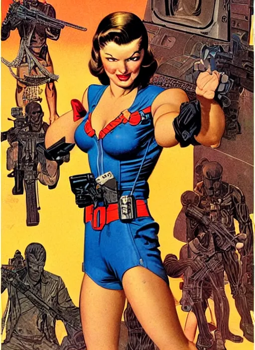Prompt: female version of the punisher. portrait by clyde caldwell and jean giraud and anton otto fischer and john philip falter and will eisner and gil elvgren