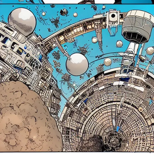 Image similar to orbital space settlement by Geoff Darrow