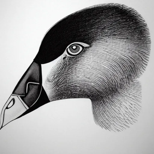 Prompt: goose mask sketch information