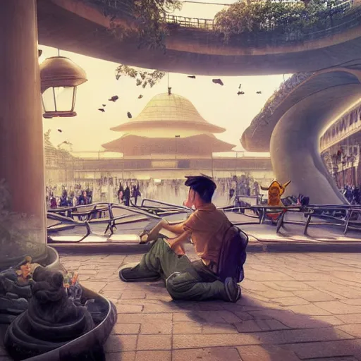 Image similar to screaming winnie the pooh protester sitting in front of 5 9 式 at tiananman square, dystopian, highly detailed, photorealistic, octane render, 8 k, unreal engine. art by artgerm and greg rutkowski and alphonse mucha