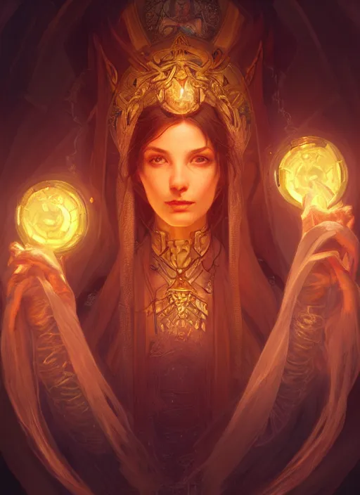 Image similar to portrait of god of death, fantasy, glowing lights!! intricate, elegant, highly detailed, artstation, concept art, smooth, sharp focus, hearthstone, illustration, art by artgerm and greg rutkowski and alphonse mucha, 8 k