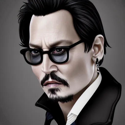 Prompt: a finely detailed exaggerated caricature illustration of johnny depp, artstation, 4k