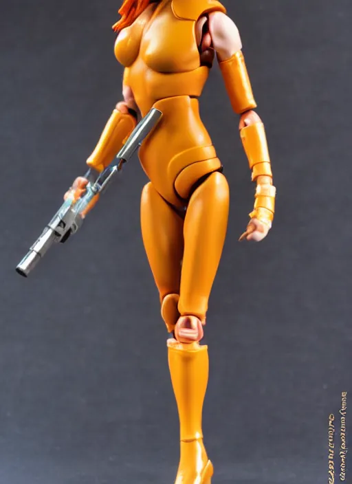 Image similar to Leeloo Kenner figure. Studio lighting, no background.