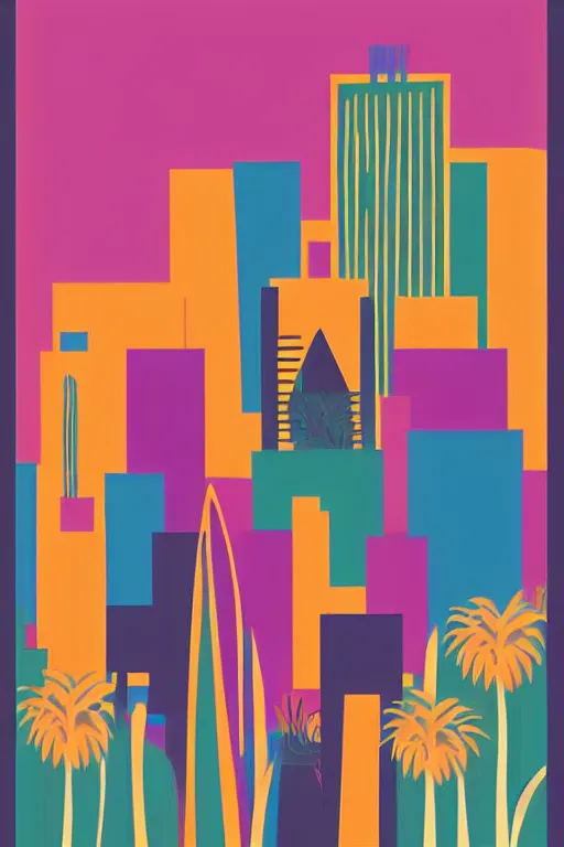 Image similar to minimalist boho style art of colorful los angeles, illustration, vector art