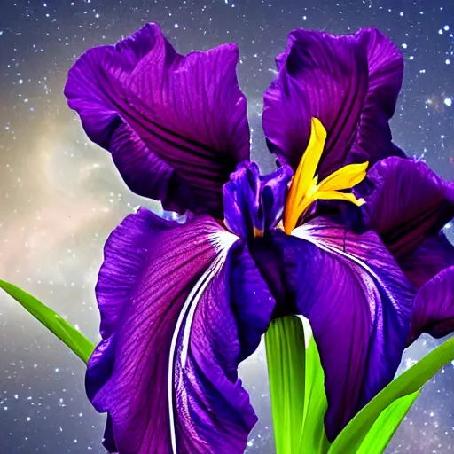 Image similar to a beautiful iris in the middle of a galaxy