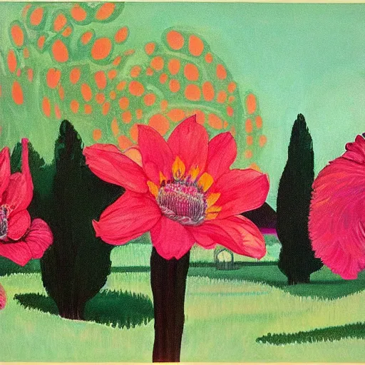 Image similar to charles burchfield art painting, offset chroma, RGB