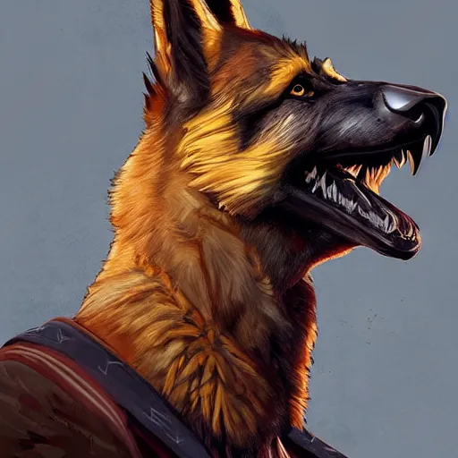 Image similar to a humanoid german shepherd beast - man posing as a eagle scout, highly detailed, digital painting, artstation, concept art, smooth, sharp focus, illustration, art by wlop