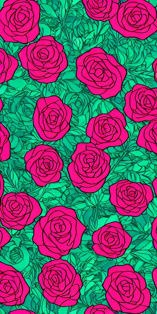 Image similar to seamless pattern of beautiful roses with leaves and throns, colourful, symmetrical, repeating 35mm photography