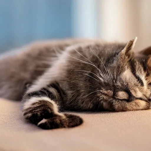 Prompt: an adorable cat sleeping in the sun