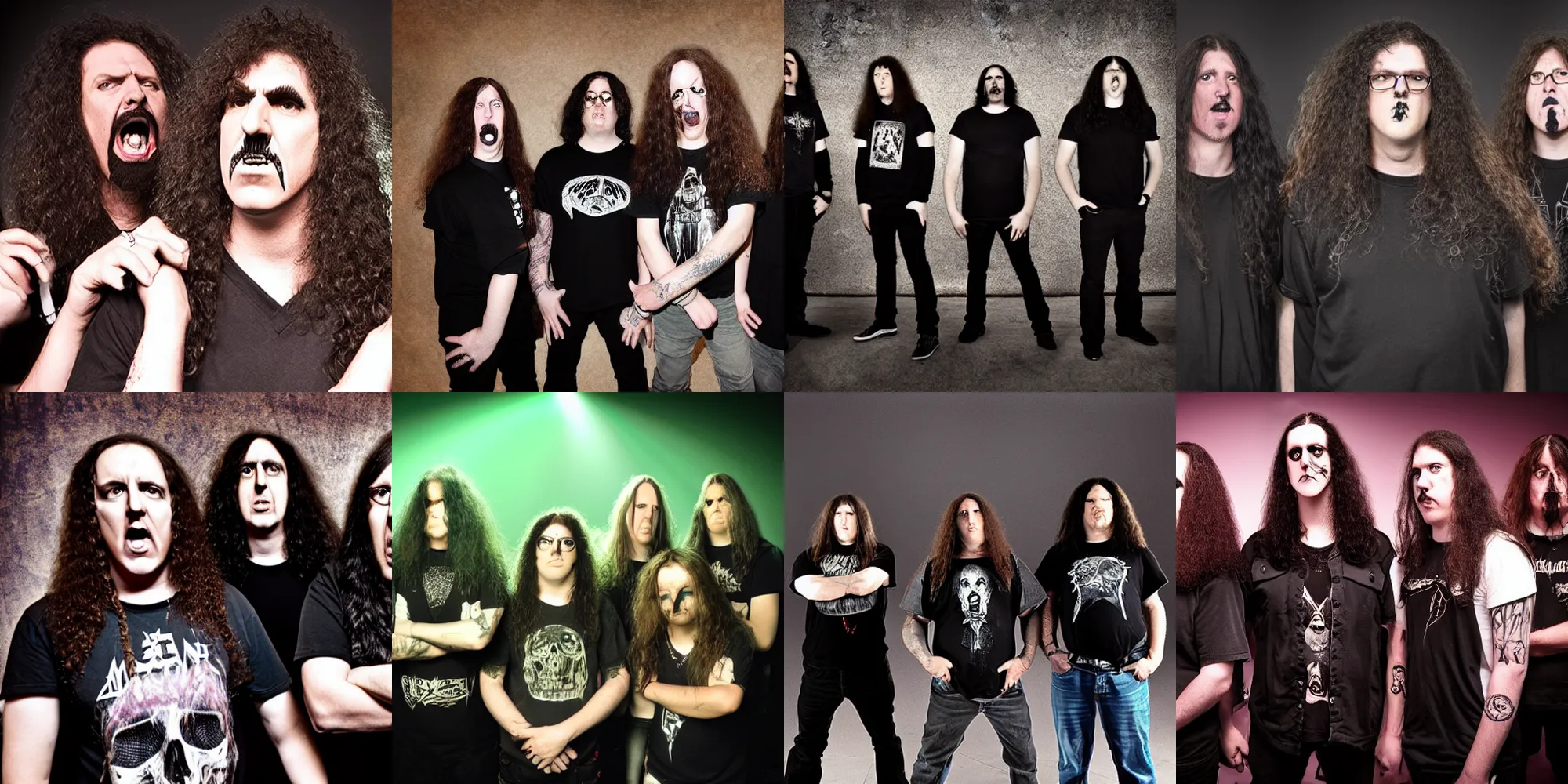 Prompt: a death metal band themed after Weird Al, studio lighting, photo realistic
