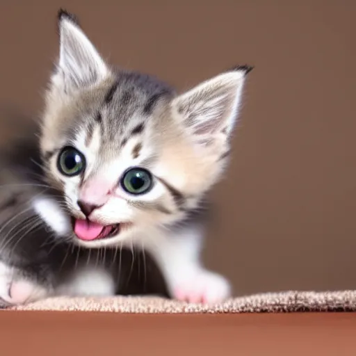 Prompt: a kitten sticking its tongue out