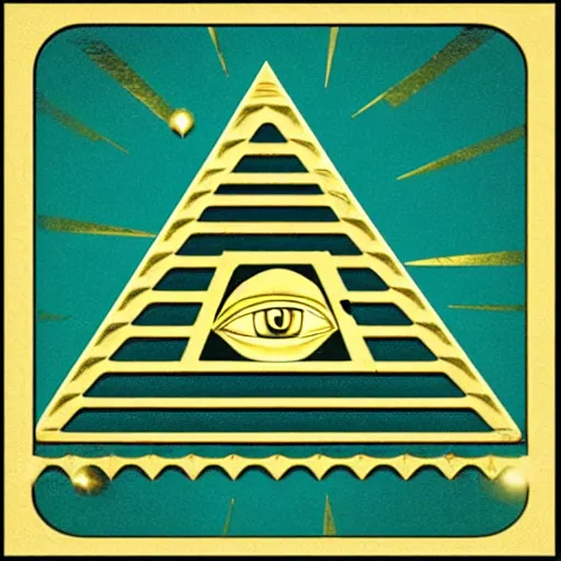 Image similar to 'all seeing eye, gold, pyramid, mysterious swirlilng gas'