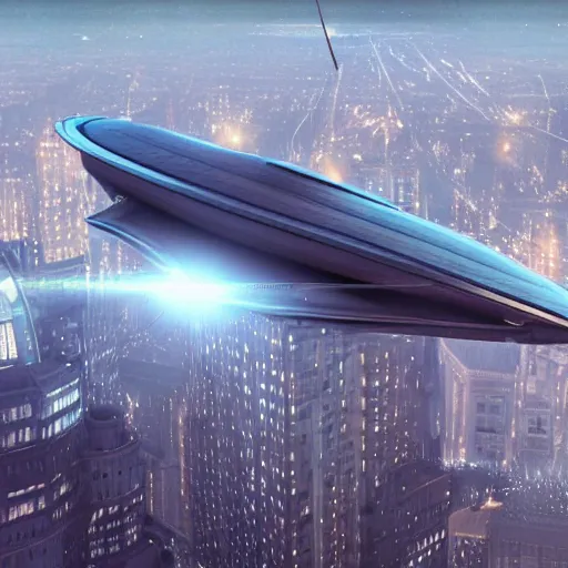 Image similar to a 1960s photograph of a giant spaceship flying over a city, dramatic lighting, cinematic, establishing shot, extremely high detail, foto realistic, cinematic lighting, post processed, concept art, high details, cinematic, 8k resolution, beautiful detailed, photorealistic, digital painting, artstation, concept art, smooth, sharp focus, artstation trending, octane render, unreal engine