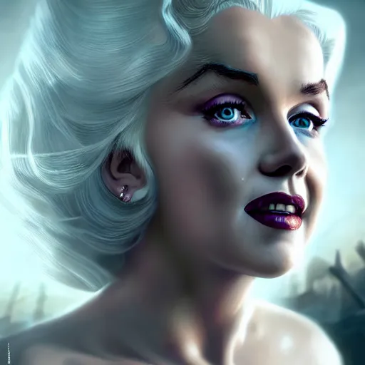 Prompt: Marilyn Monroe as daenerys targaryen, purple eyes, 4k, artstation, cgsociety, award-winning, masterpiece, stunning, beautiful, glorious, powerful, fantasy art