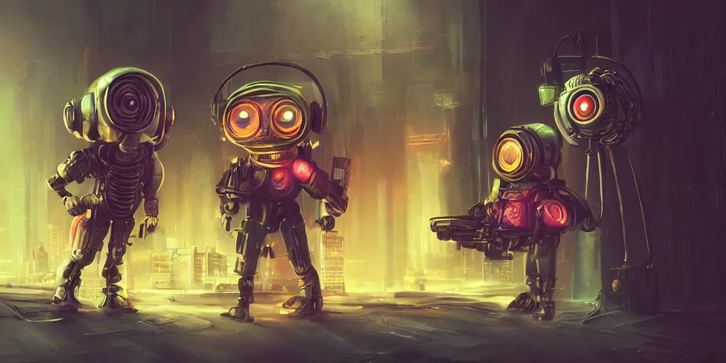 Image similar to cute cyberpunk chtulhu, big eyes, fallout 5, studio lighting, deep colors, calm setting