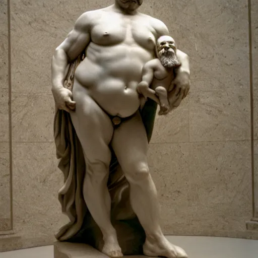 Prompt: Wilfred Brimley oversized marble statue by michelangelo, classical art, 35mm print, kodachrome museum, louvre,