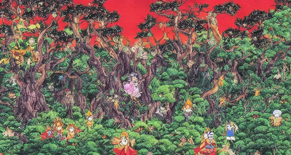 Image similar to Enchanted and magic forest, by Yoshihiro Togashi