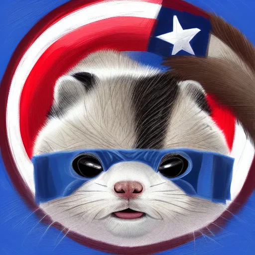 Image similar to A ferret as Captain America, Digital painting