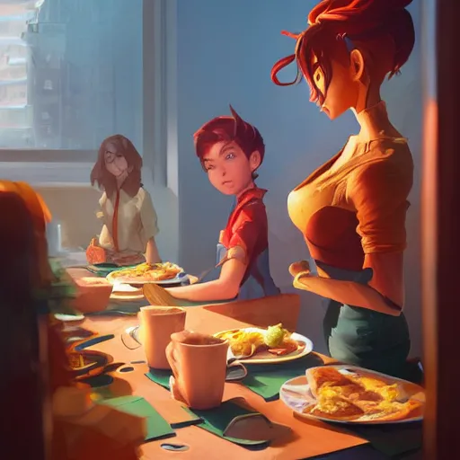 Image similar to hero world breakfast at tiffany's, behance hd by jesper ejsing, by rhads, makoto shinkai and lois van baarle, ilya kuvshinov, rossdraws global illumination