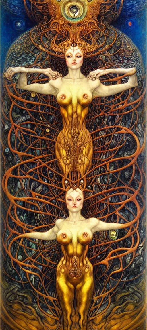 Image similar to Divine Chaos Engine by Karol Bak, Jean Delville, William Blake, Gustav Klimt, and Vincent Van Gogh, symbolist, visionary