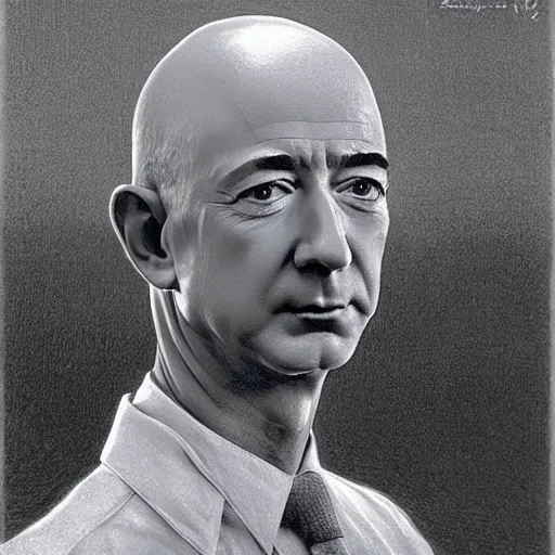 Prompt: Jeff Bezos. Zdzisław Beksiński