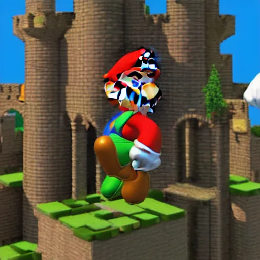 Prompt: Mario taking over Bowsers castle