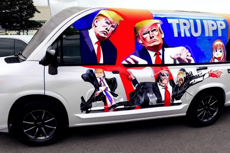 Image similar to trump-anime-car-wrap, side