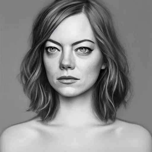 Prompt: cinematic portrait emma stone, intricate, elegant, by alyssa monks, highly detailed, symmetrical face, fine details, masterpiece, trending on artstation