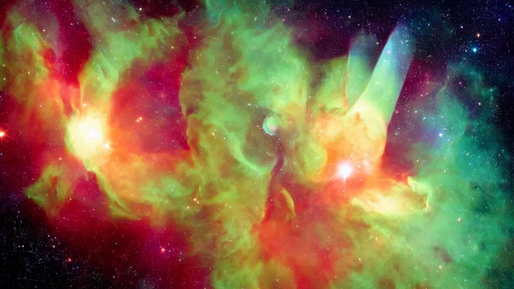 Image similar to ((((Hulk shape)))) made in the form of a (((nasa nebula photo))), James Webb telescope photo, photo