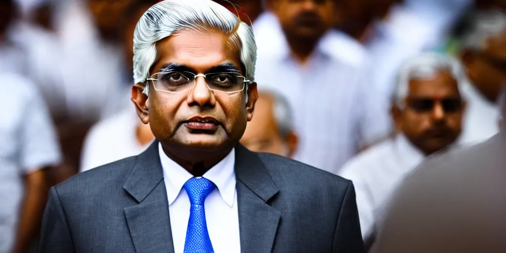 Image similar to low angle portrait of ranil wickramasinghe