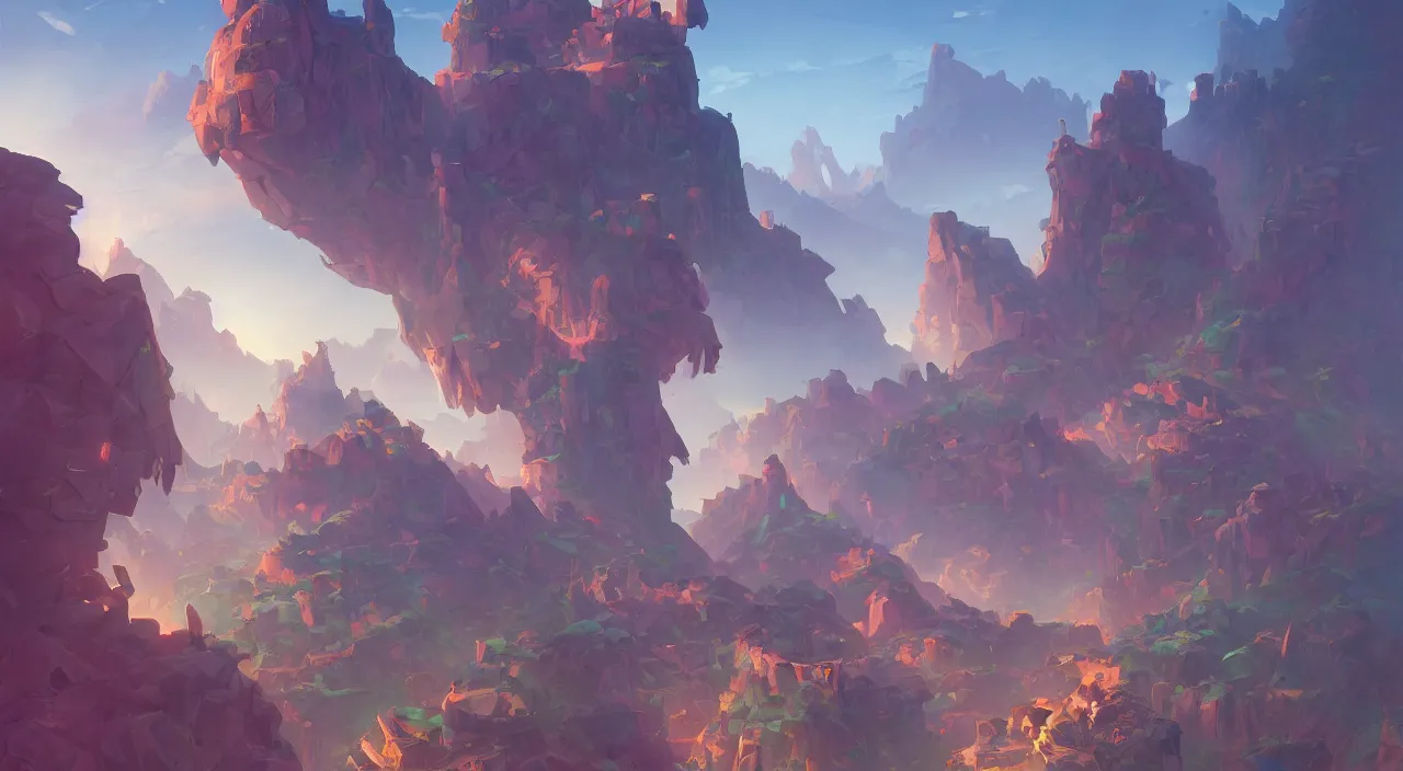 Image similar to flag colored wall fortress greeble illusion landscape wonderworld paradize, behance hd by jesper ejsing, by rhads, makoto shinkai and lois van baarle, ilya kuvshinov, rossdraws global illumination