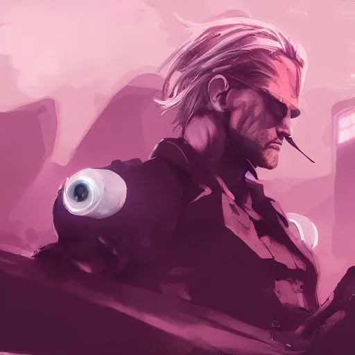 Image similar to liquid snake from metal gear solid piloting mettaton metal gear from undertale, ghibli, greg rutkowski, jeremy mann, rossdraws illustration