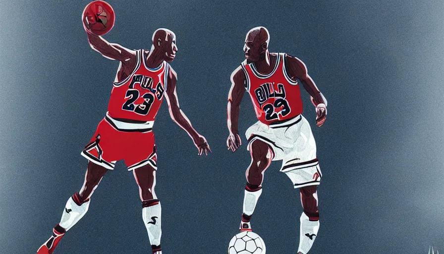 Image similar to michael jordan is soccer player, hyperdetailed, artstation, cgsociety, 8 k