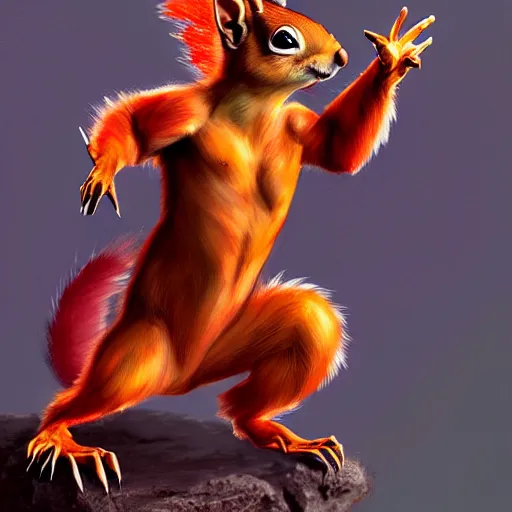 Prompt: humanoid red squirrel. The mood is warm and friendly. dungeons and dragons portrait. highly detailed, digital painting, artstation, concept art, sharp focus, illustration, art by Josh kirby and John romita jr and moebius