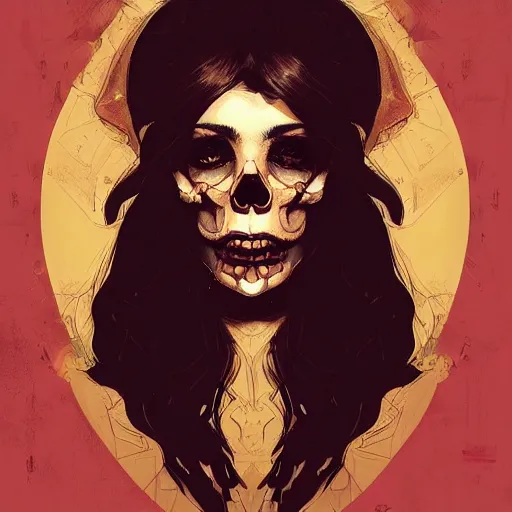 Image similar to portrait skull girl by petros afshar, da vinci, laurie greasley, jc leyendecker and singer sargent