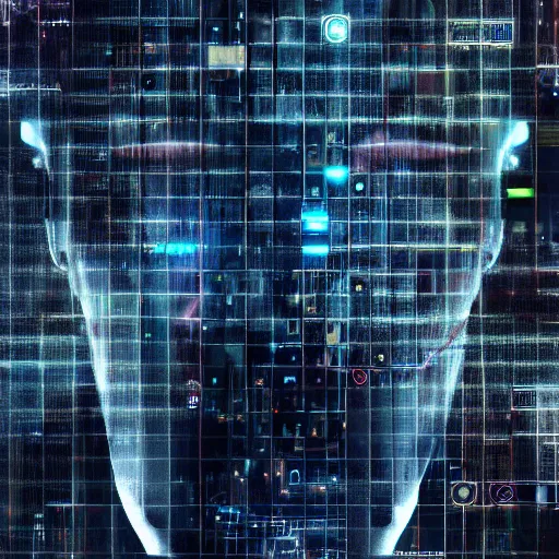 Prompt: a face covered in computer circuits, scifi, bladerunner, cyberpunk, very detailed eyes, 8 k resolution, by wlop, greg rutkowski