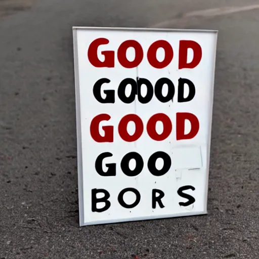 Image similar to a sign that say good born