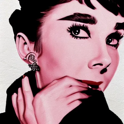 Image similar to audrey hepburn art by sultan muhammed