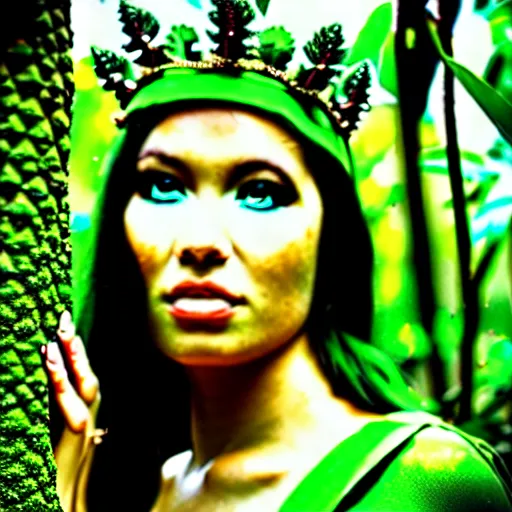 Image similar to a green queen make the jungle alive, professional photography