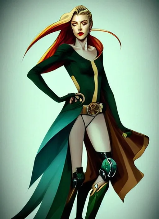 Image similar to style artgerm, joshua middleton, amber heard with green dress, very long blue hair, symmetrical face, symmetrical eyes, steampunk western gunslinger with cyborg arm, cinematic lighting