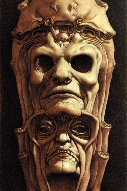Image similar to funeral mask by wayne barlowe, gustav moreau, goward,  Gaston Bussiere and roberto ferri, santiago caruso, and austin osman spare, ((((occult art))))