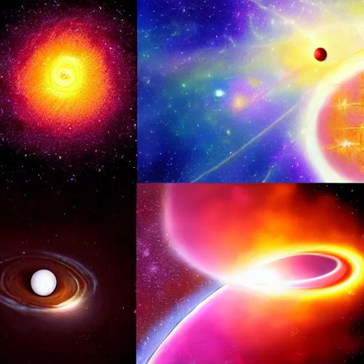 Image similar to the big bang, science, planets, black hole, quasar, star