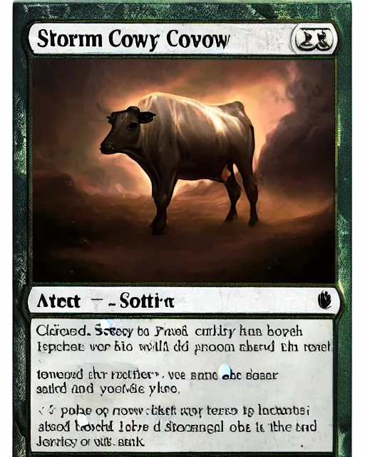 Prompt: MTG card called Storm Cow