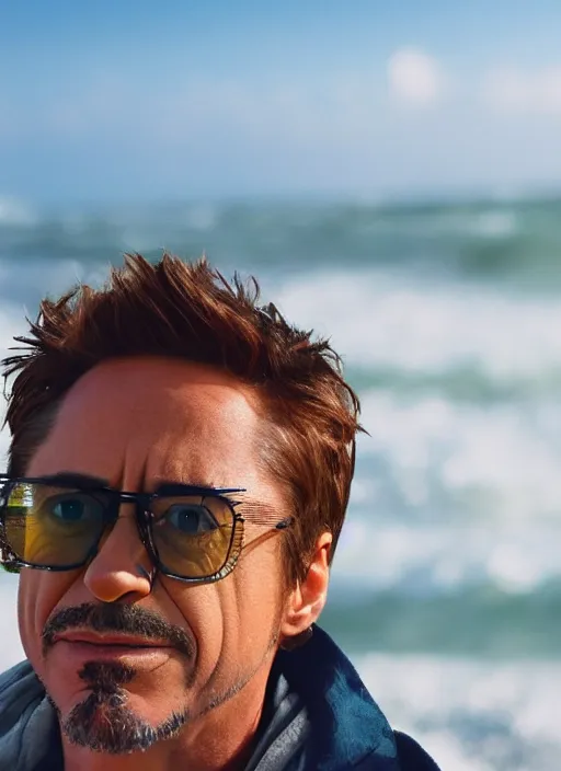 Image similar to a full portrait photo of robert downey jr holiday in bali, f / 2 2, 3 5 mm, 2 7 0 0 k, lighting, perfect faces, award winning photography.