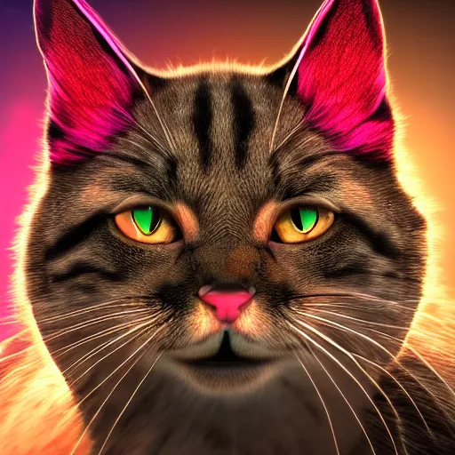 Prompt: Photorealistic cat with devil horns. Hyperdetailed photorealism, 108 megapixels, amazing depth, glowing rich colors, powerful imagery, psychedelic Overtones, 3D finalrender, 3d shading, cinematic lighting, artstation concept art