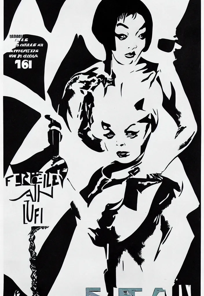 Image similar to “ film poster of shirley maclaine as æon flux from the 1 9 6 0 s ”